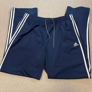 Adidas Mens X-Large Striped Wide Leg Sweatpants Pants Navy